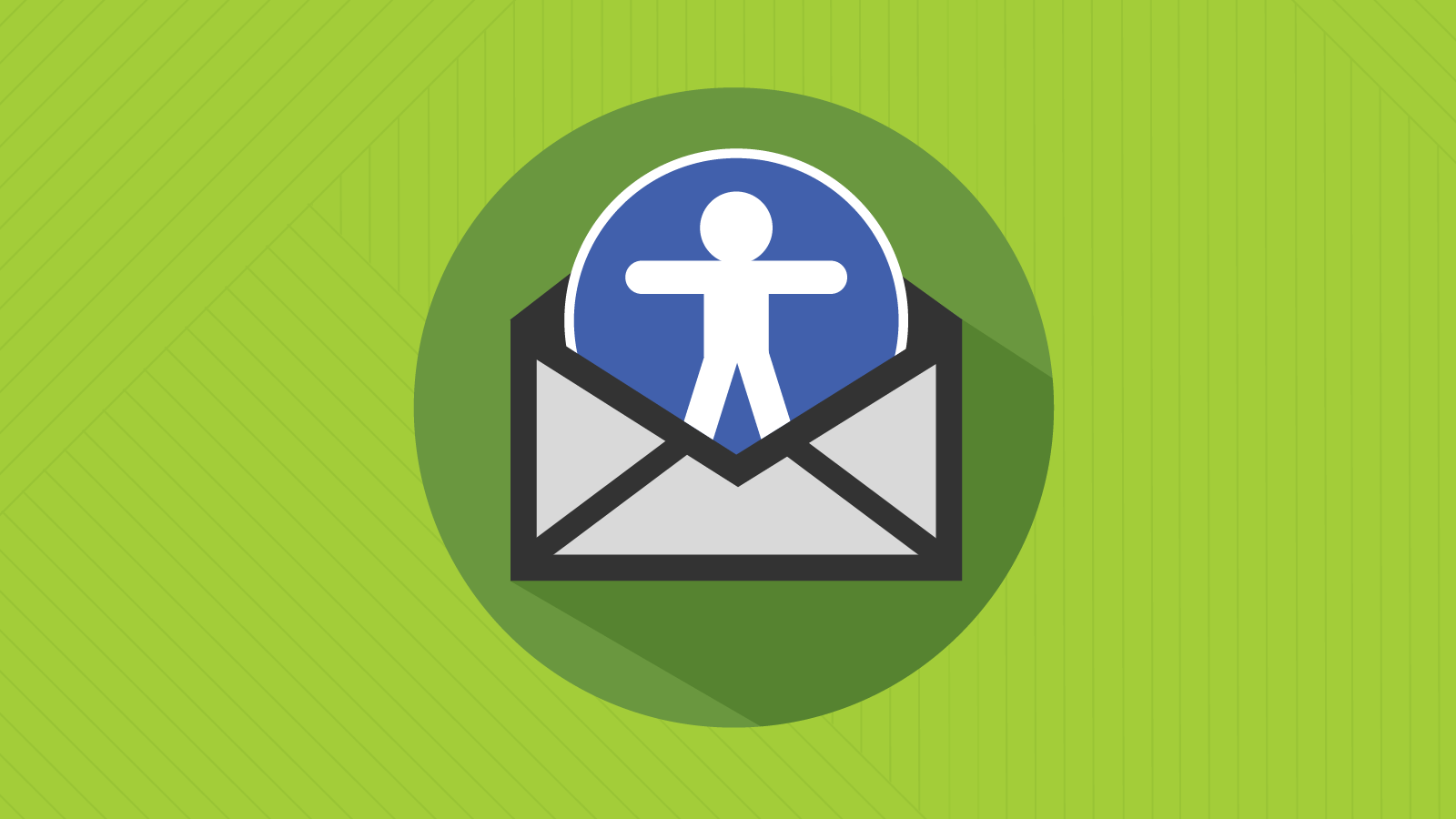 Accessibility icon emerges from an email envelope